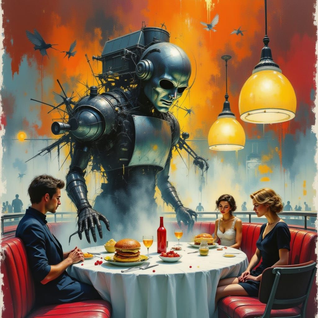 Retro Diner Invaded by Giant Kitchen Utensils