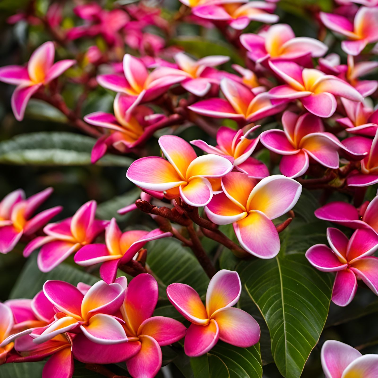 Close-Up of a Vibrant Plumeria Flower