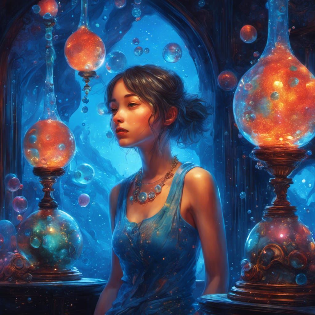 Girl Mesmerized by Psychedelic Lava Lamp