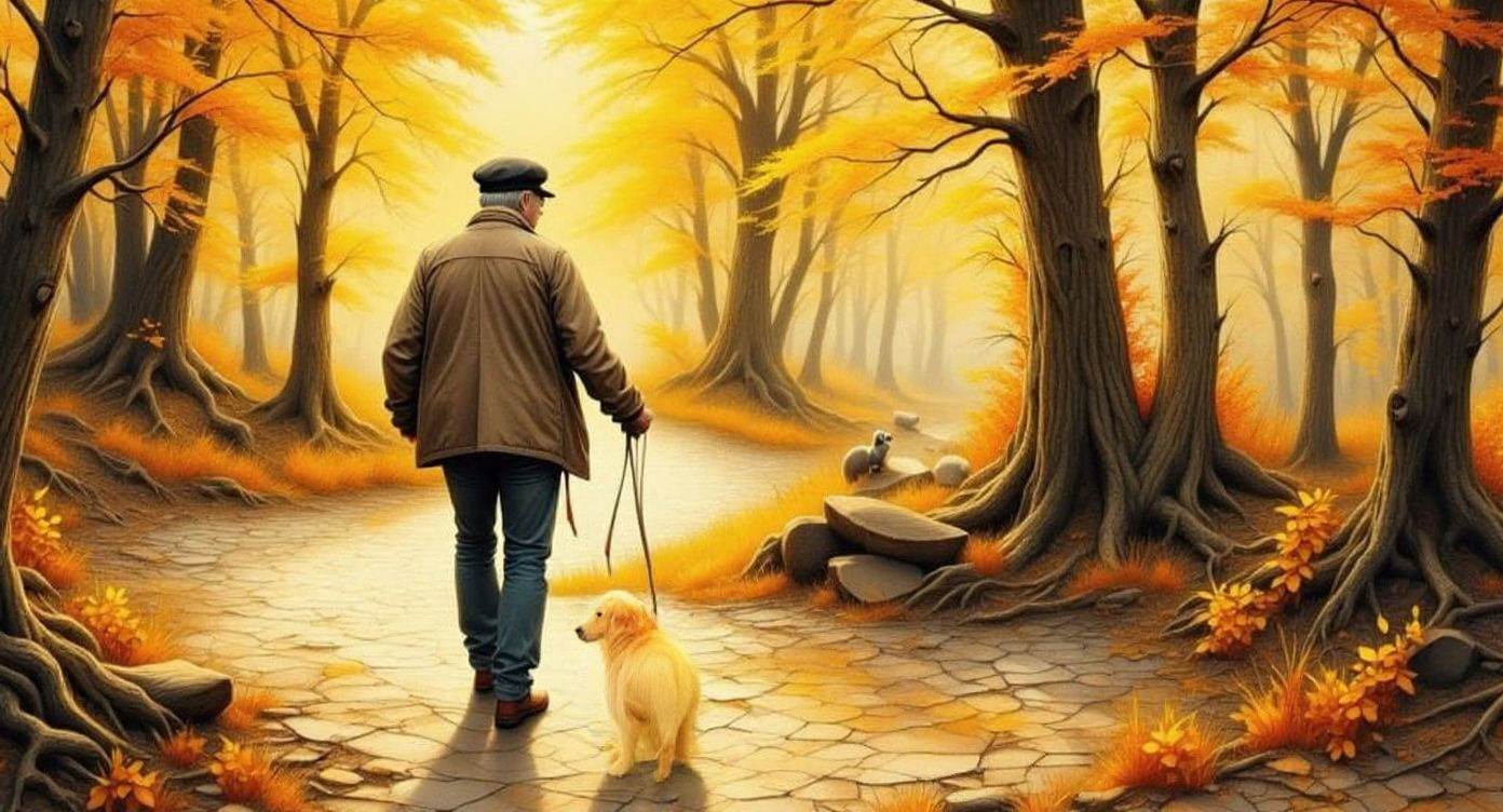 Autumn Forest Walk in Watercolor Style