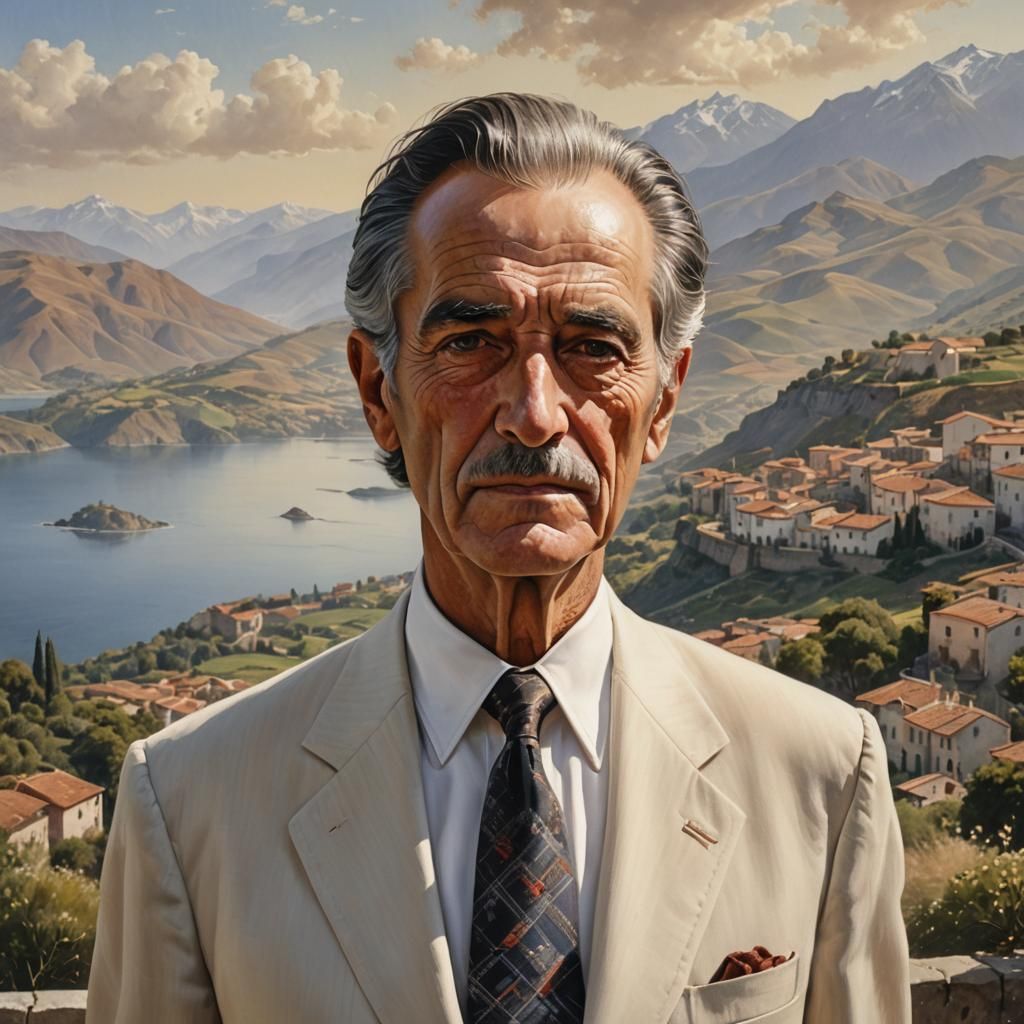 Photorealistic Portrait of Chilean Man in European Suit