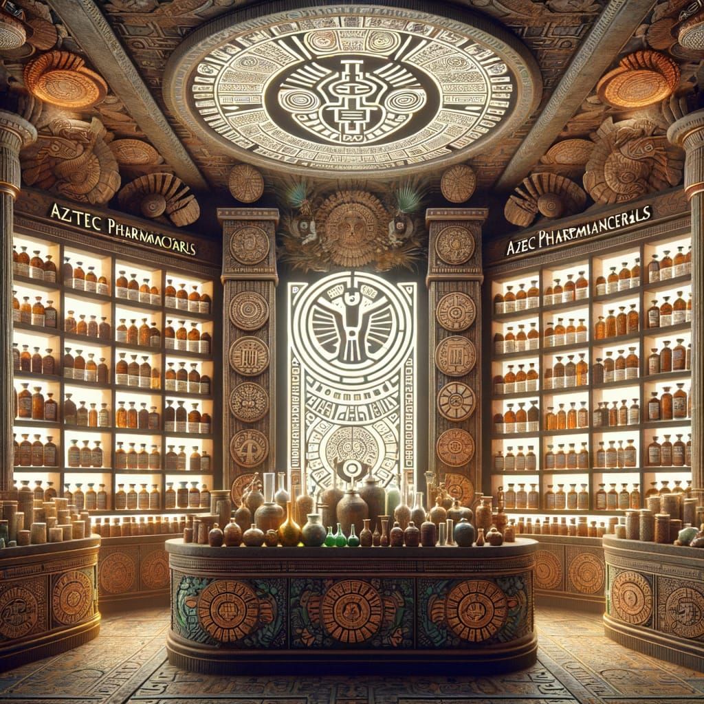 Aztec Pharmaceuticals Apothecary with Ancient Remedies