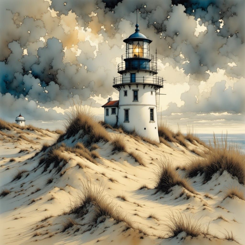 Stormy Coastal Lighthouse in Intricate Detail