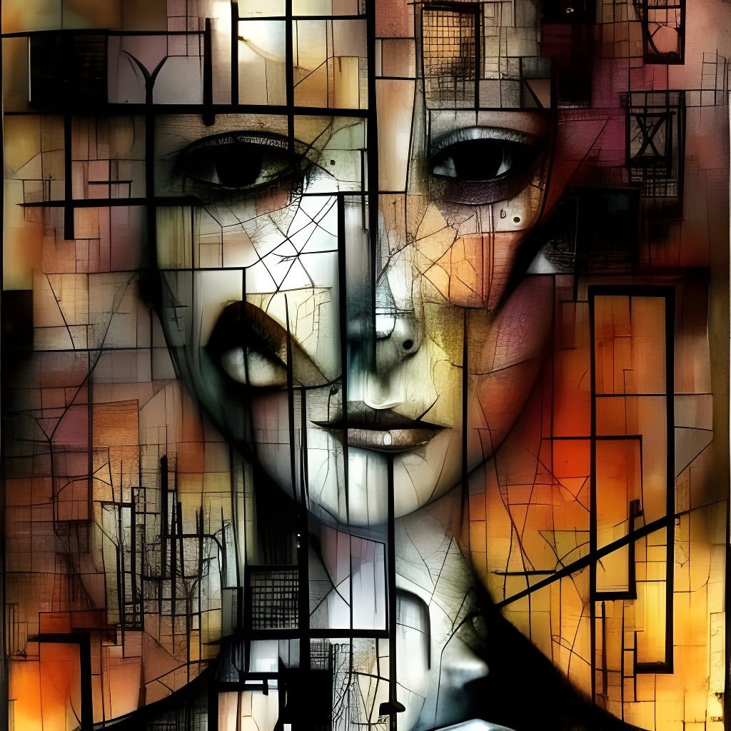 Claymation Woman Portrait with Ink Drips