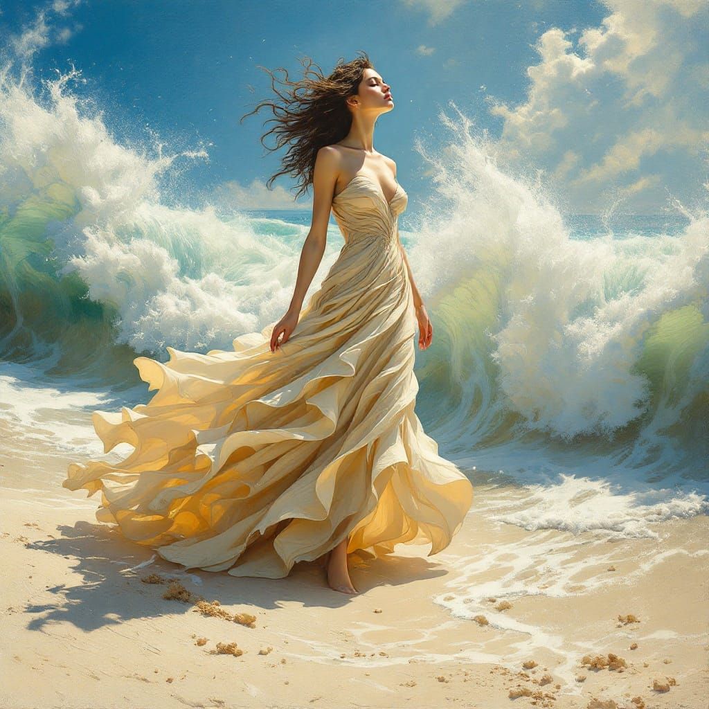 Ethereal Sand Angel Emerges from the Shore