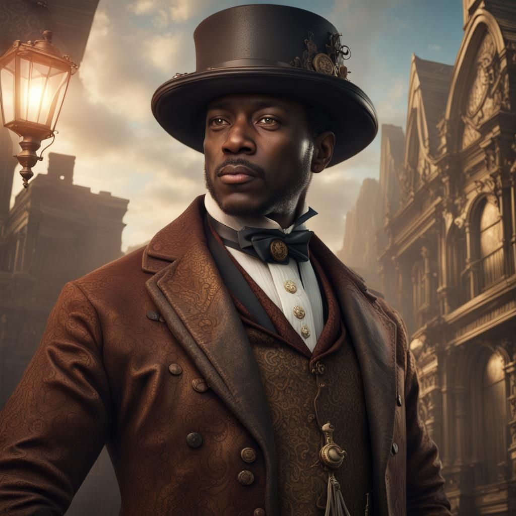 Victorian Steampunk Portrait of African American Man
