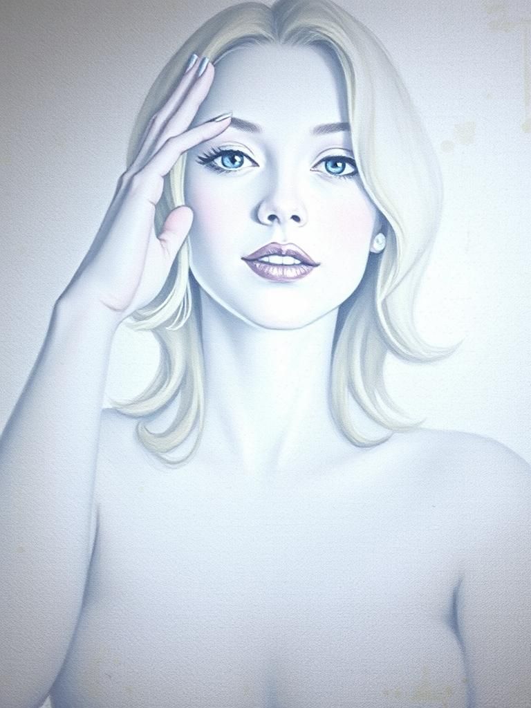 Elegant Woman with Blue Eyes in Impressionist Style