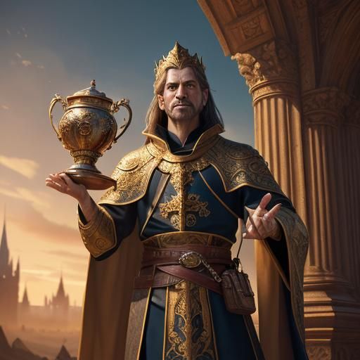 European King Carries Incense Urn: Fantasy Art