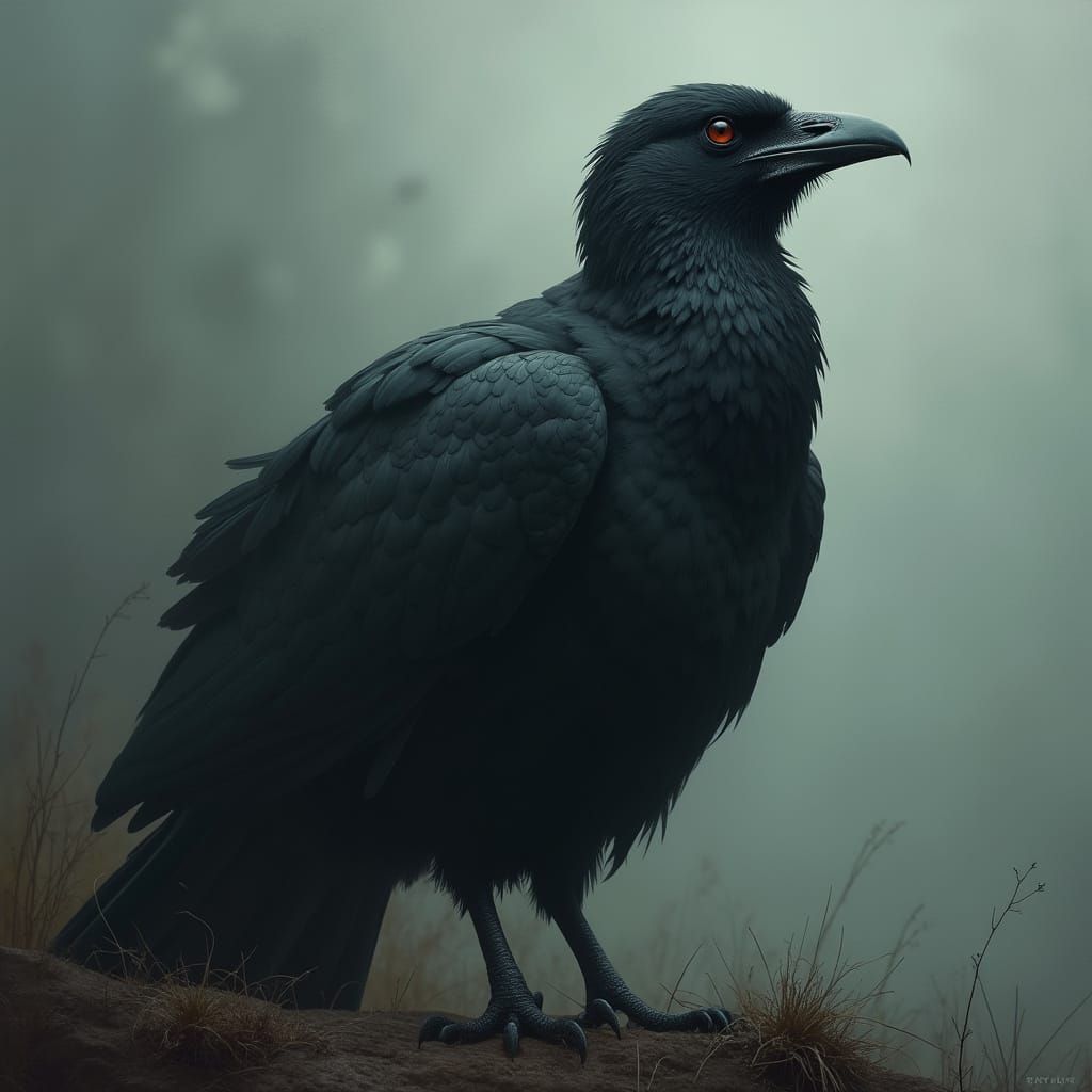 Noir Bird with Expressive Textures