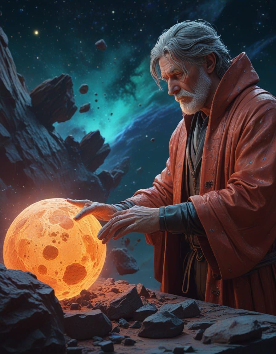 Celestial Sculptor Shaping Asteroids in Nebula Studio