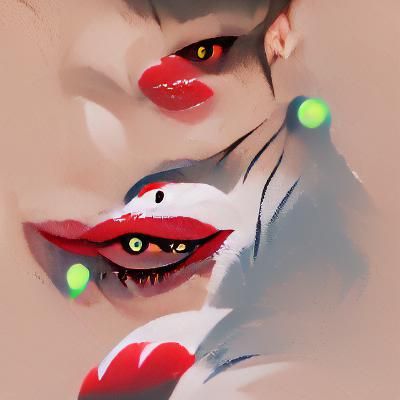 Cute Monster with Cat Eyes and Red Lips