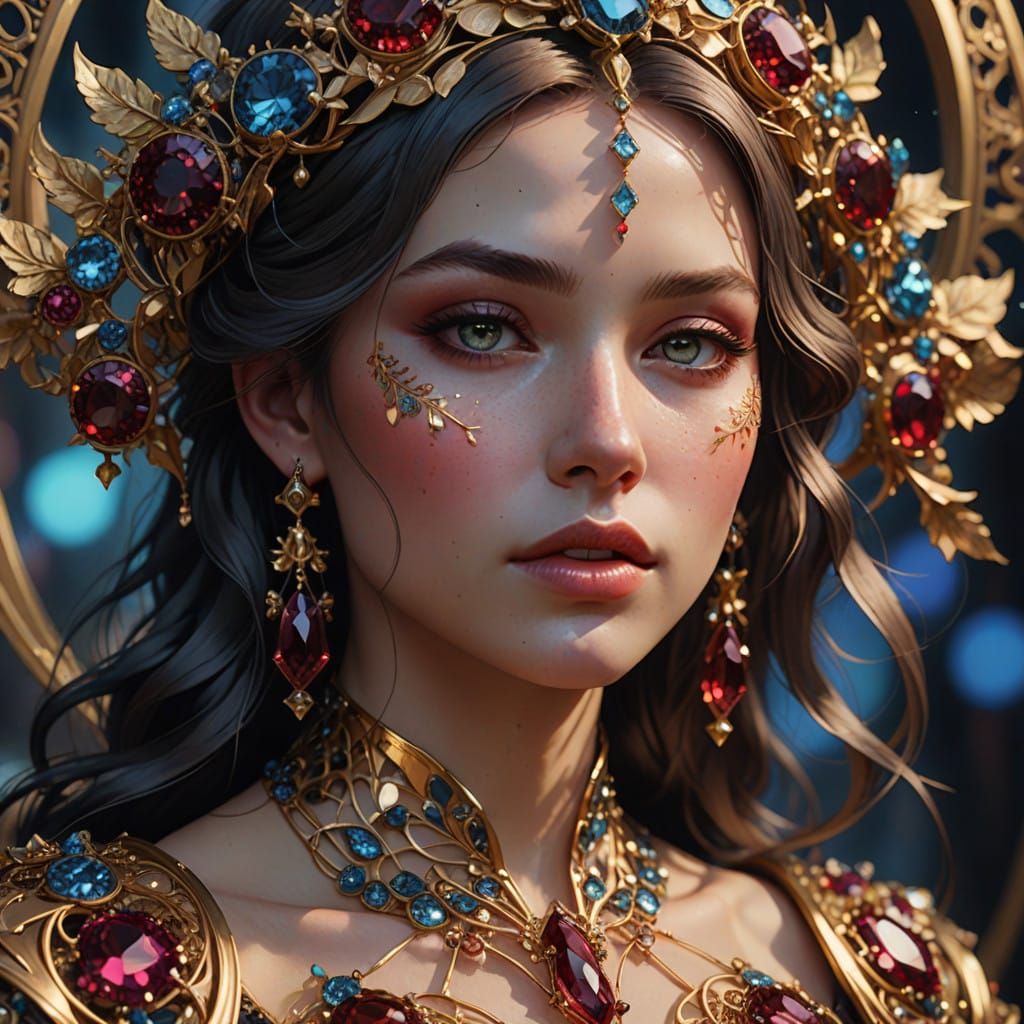 Glamorous Gemstone Lips in Vibrant Hyper-Realism