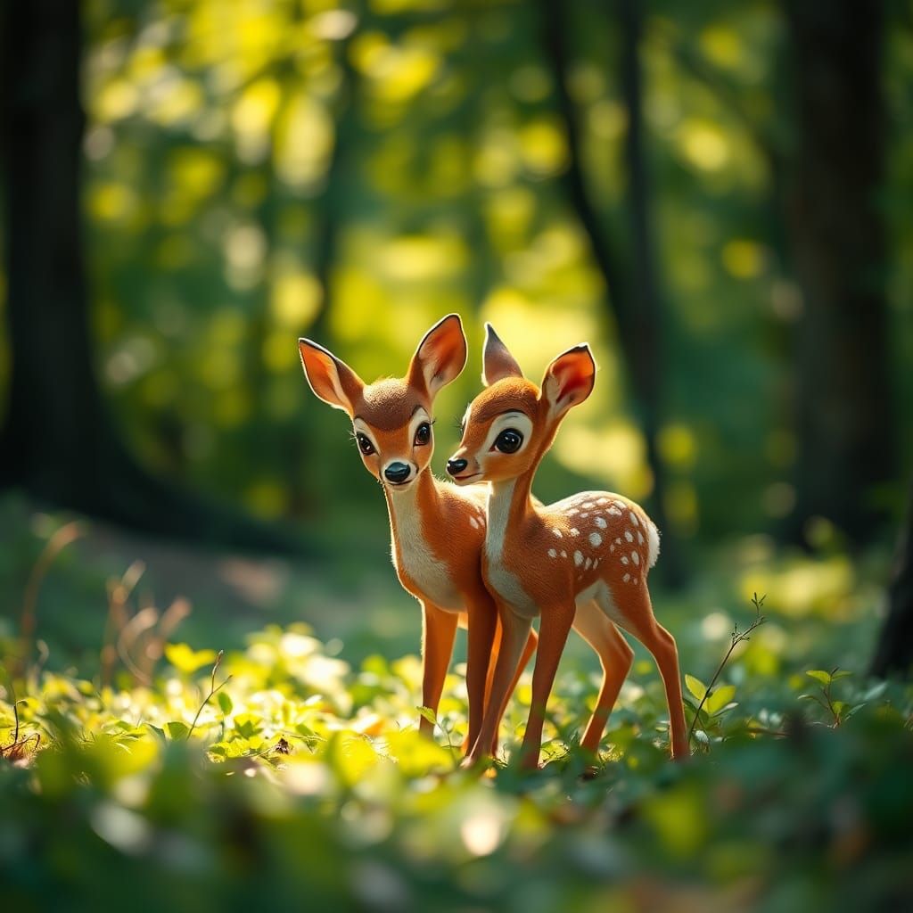 Bambi in Serene Forest Clearing, Wildlife Photography