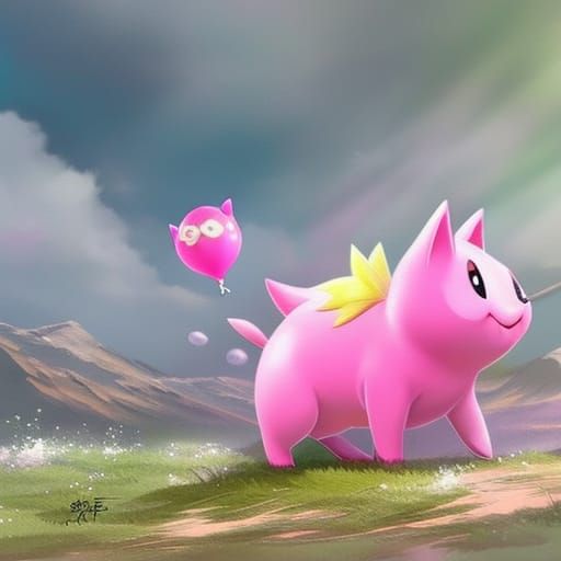 Realistic Jigglypuff in Nature: Detailed Pokémon Art
