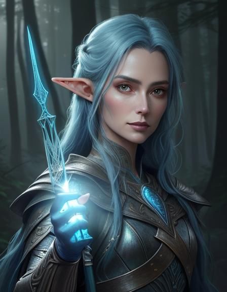 Elven Archer Portrait in Misty Forest