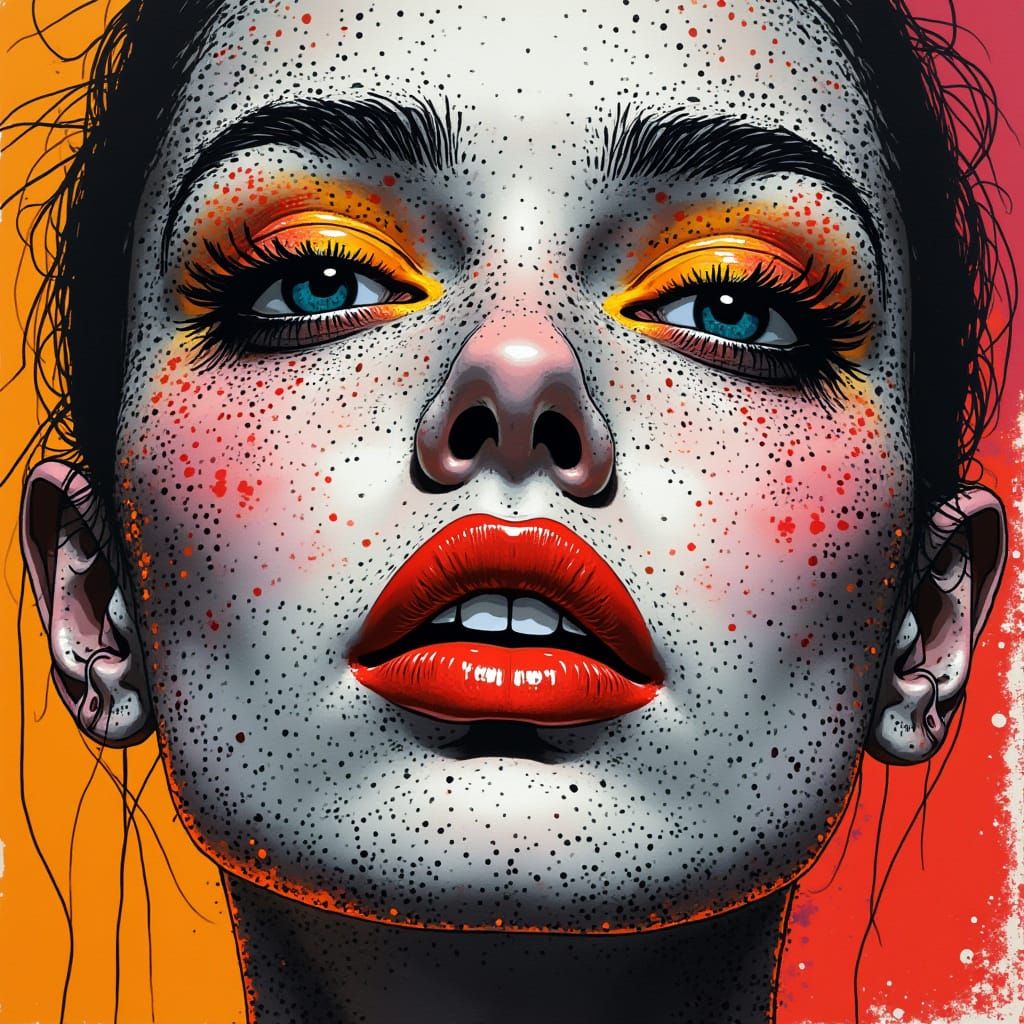 Surreal Face Portraits in Bold Color Blocking Style
