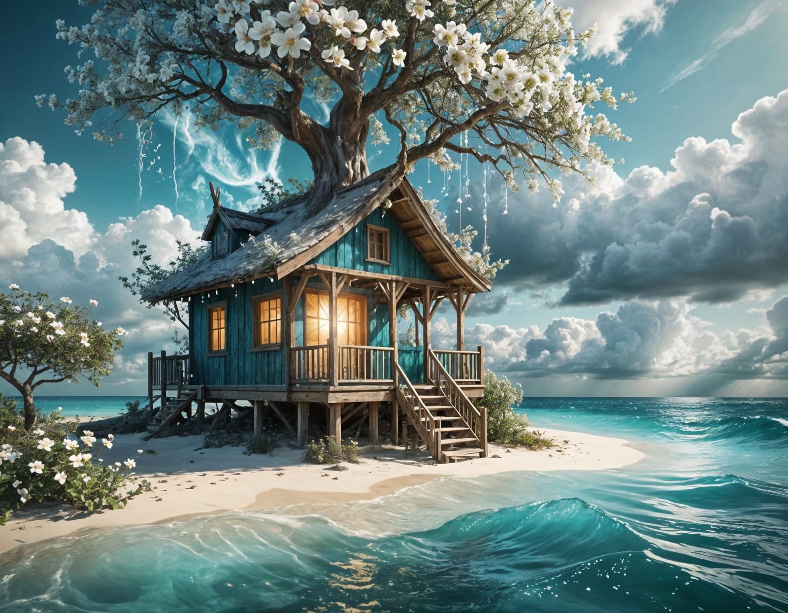 Enchanted Treehouse Oasis on a Heavenly Beach