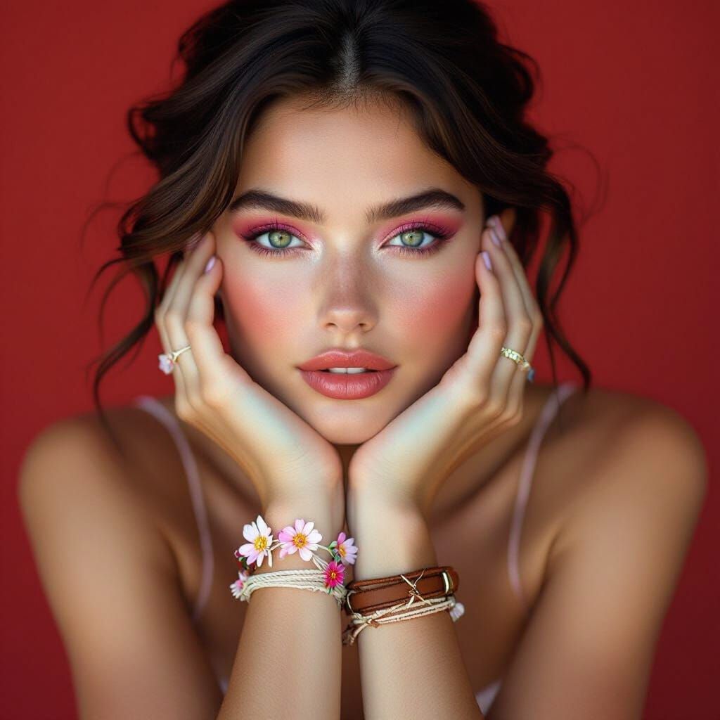 Cinematic Portrait of Woman with Pink Eyeshadow