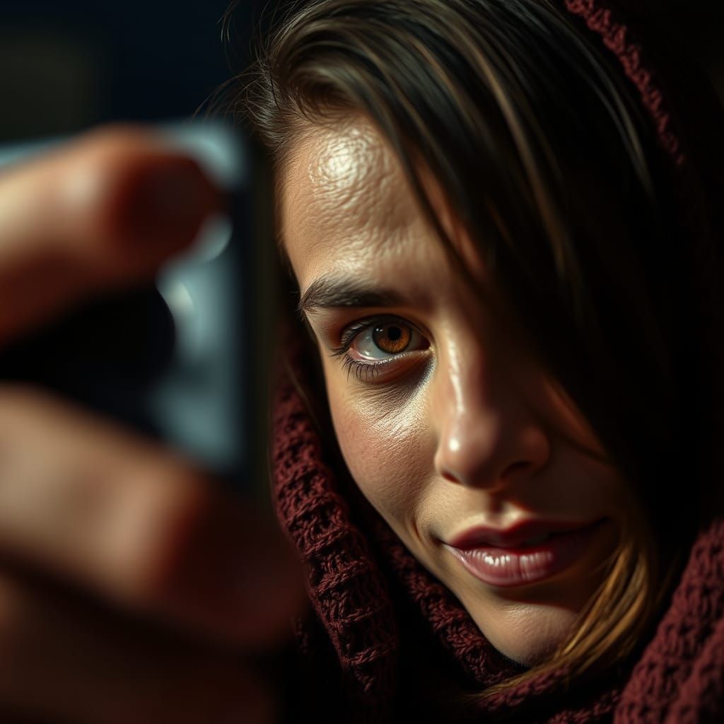 Hyperrealistic Selfie with Intricate Detail and Sharp Focus
