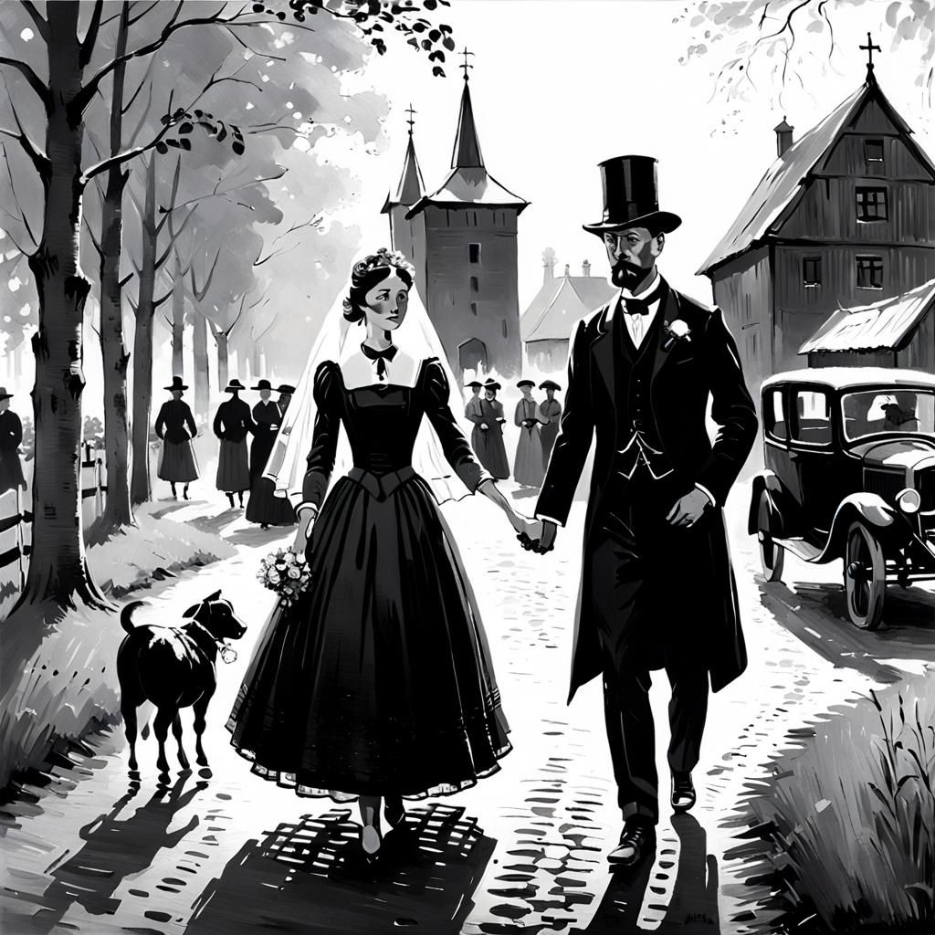 Monochrome Rural Wedding in Classical Style