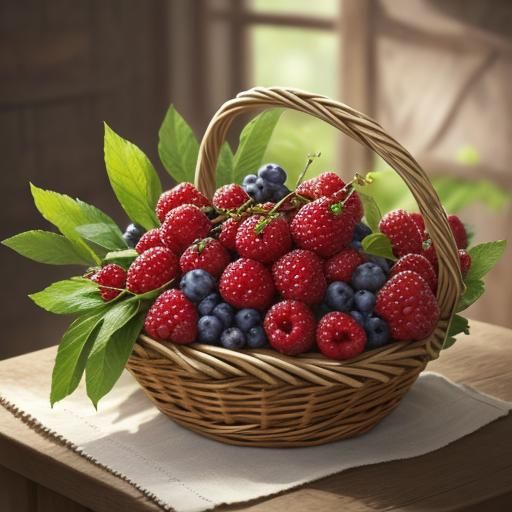 Lush Berries Still Life in Impressionist Style