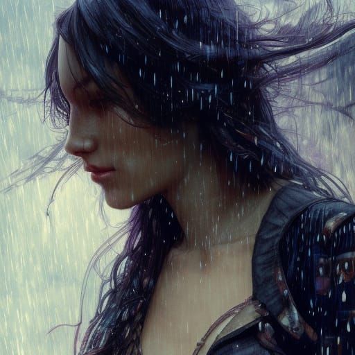 Rain Dance Portrait in Hyperdetailed Splash Art Style