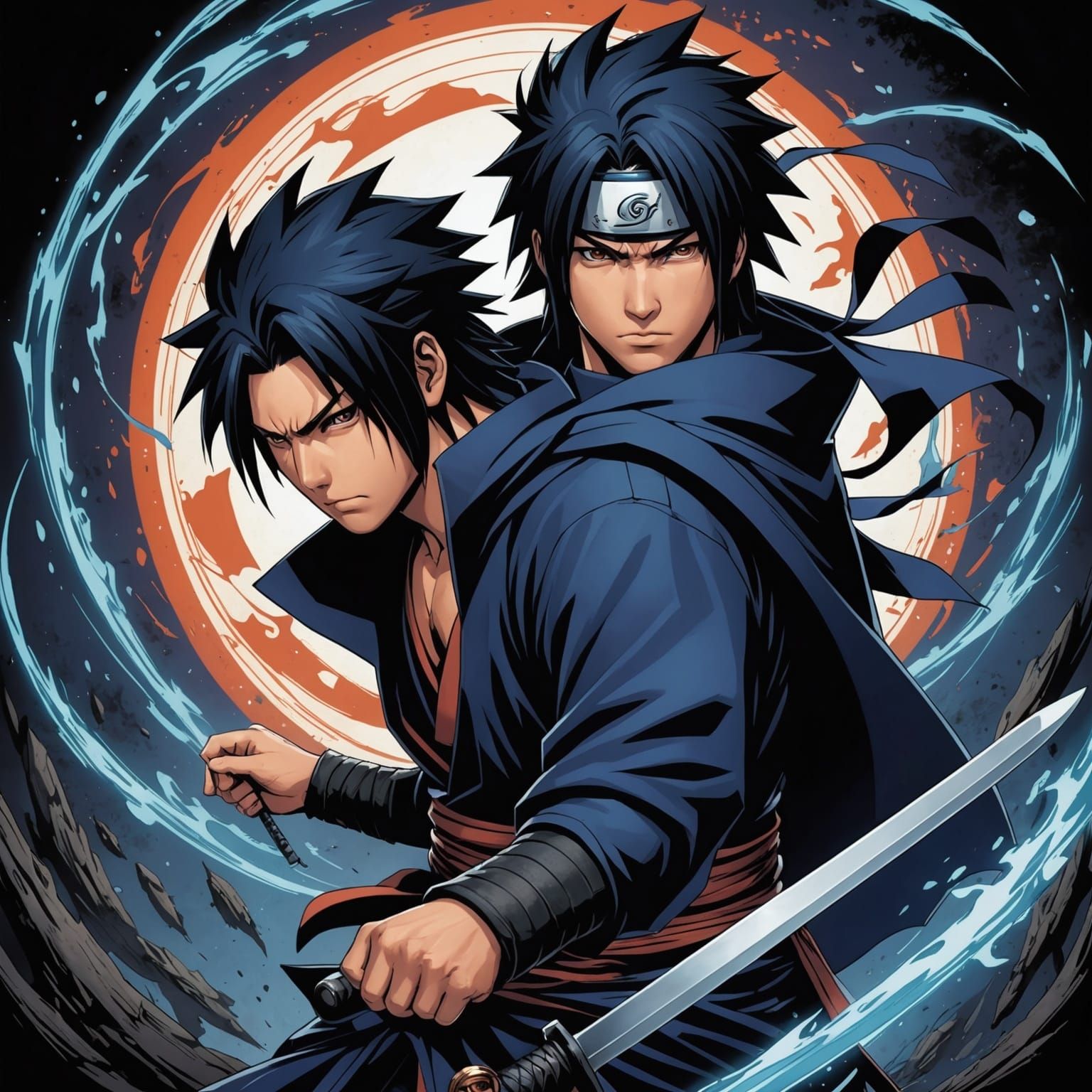 Sasuke Uchiha in Comic Book Art Style
