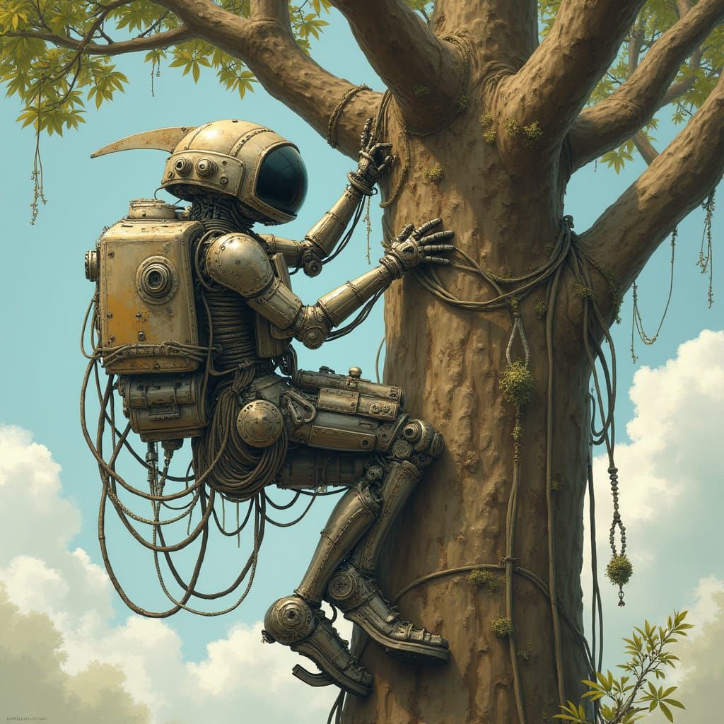 Robot Climbs Ancient Tree in Fantastical Style