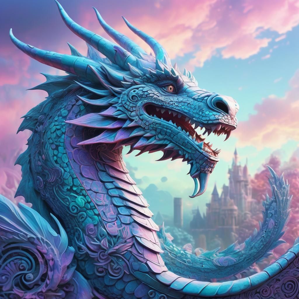 Maori Dragon in Coach with Ink Splatter