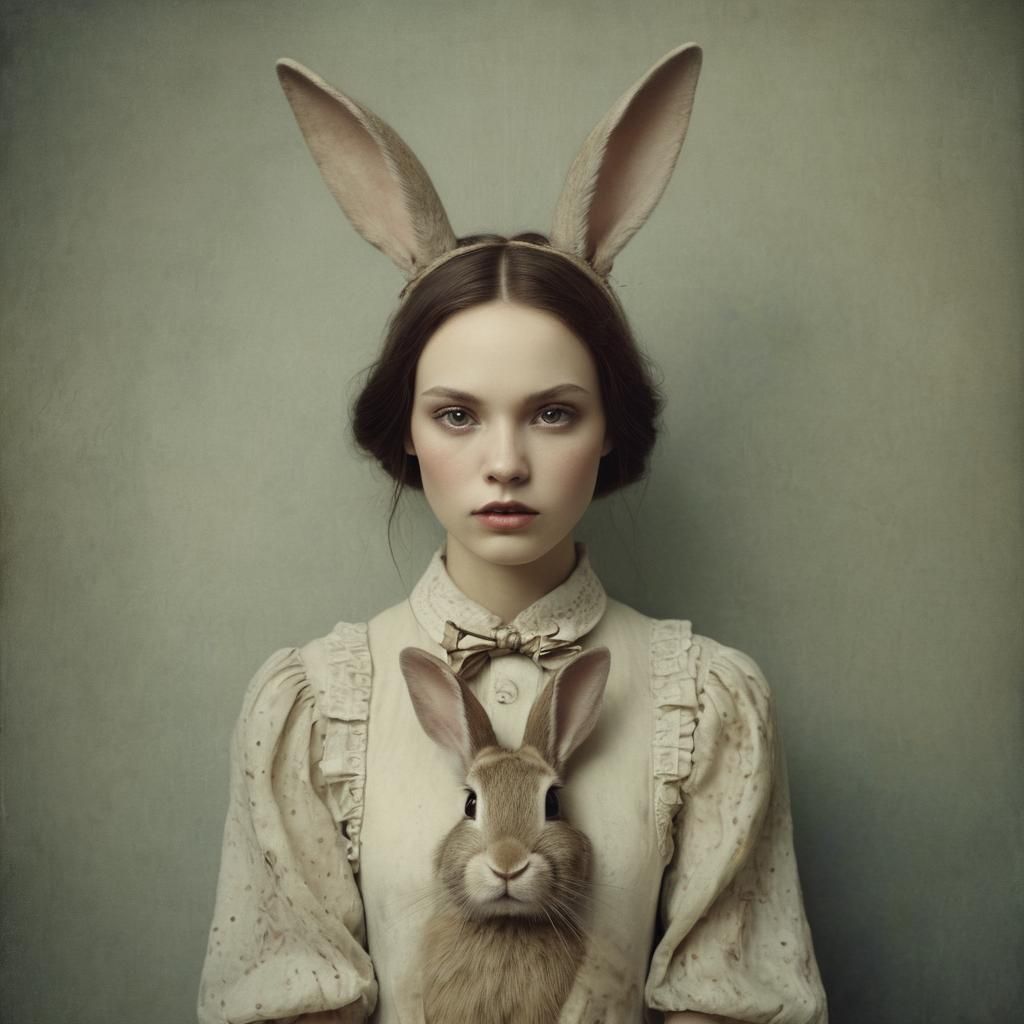 Dreamlike Rabbit Maiden in Whimsical Aesthetic