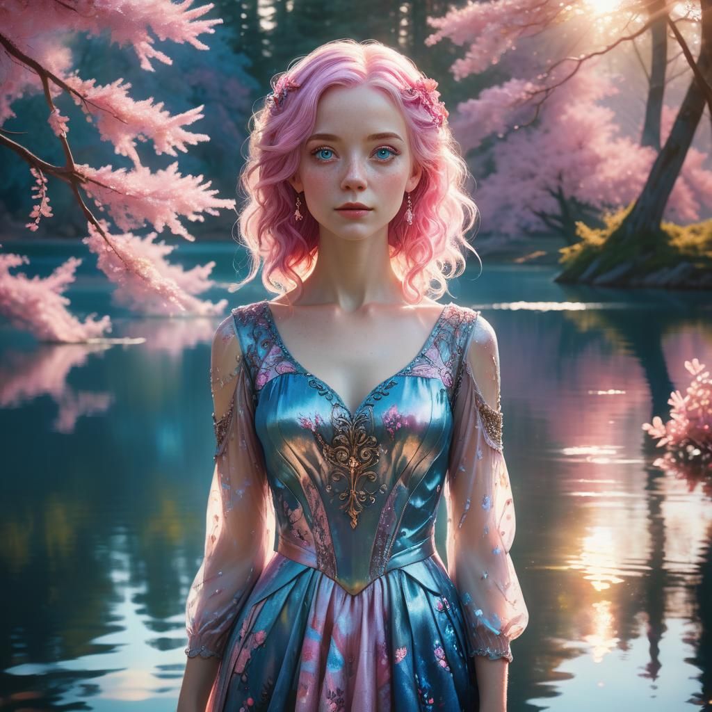 Fantasy Portrait of a Woman by a Serene Lake