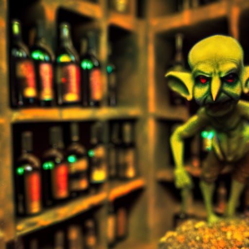a goblin in the wine cellar