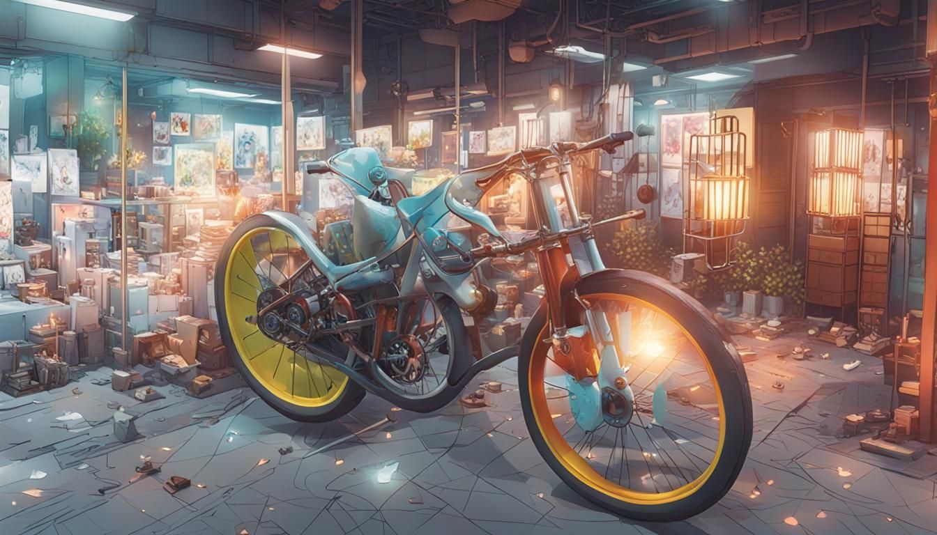 Anime Bicycle with Blue Flames and Super Powers