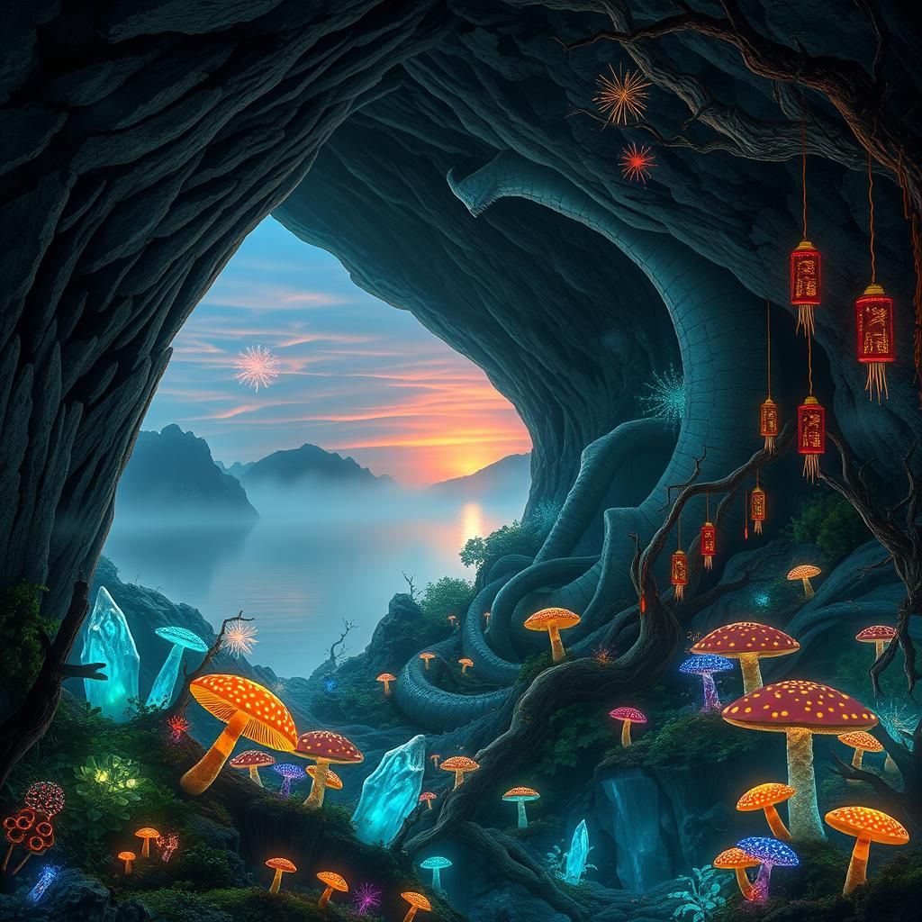 Dragon's Cave: Bioluminescent Underground Forest