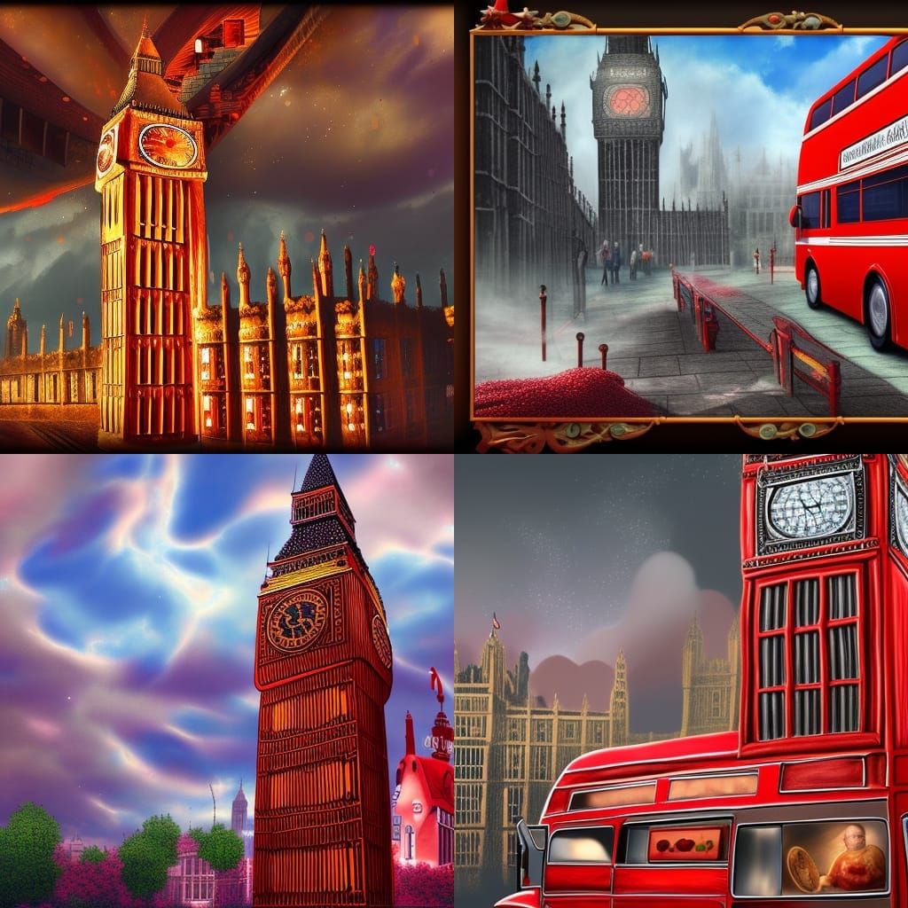 Gingerbread House in London: Big Ben and Red Bus