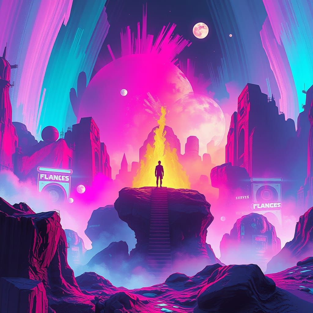Surreal Futuristic Cityscape in Vibrant Digital Art