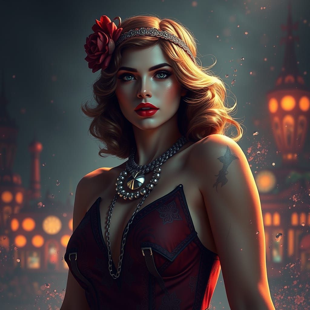 1920s Pin Up Goddess in Vibrant Fantasy