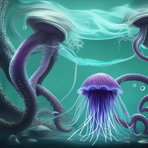 Kraken and Jellyfish Fantasy Concept Art