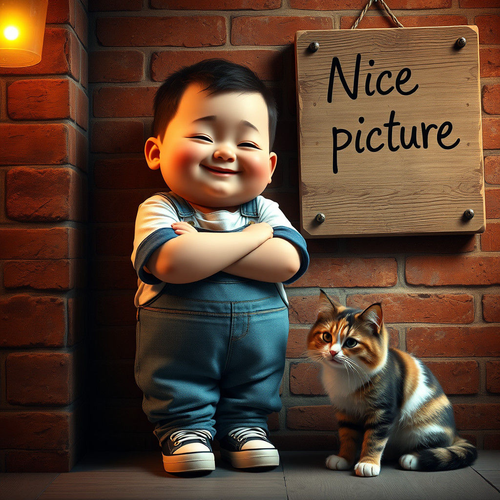 Boy with Cat Exuding Cozy Contentment