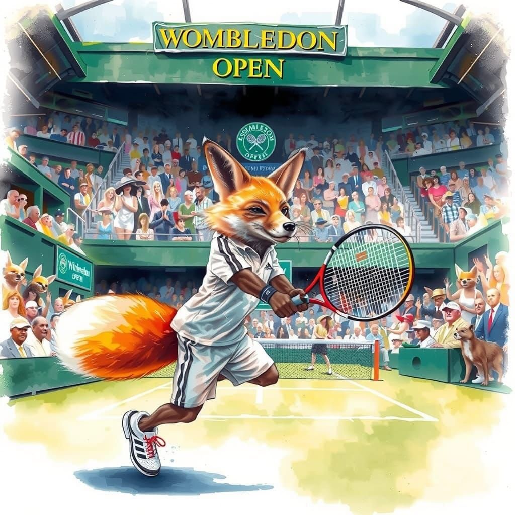 Fox Wins Wimbledon in Watercolor Style