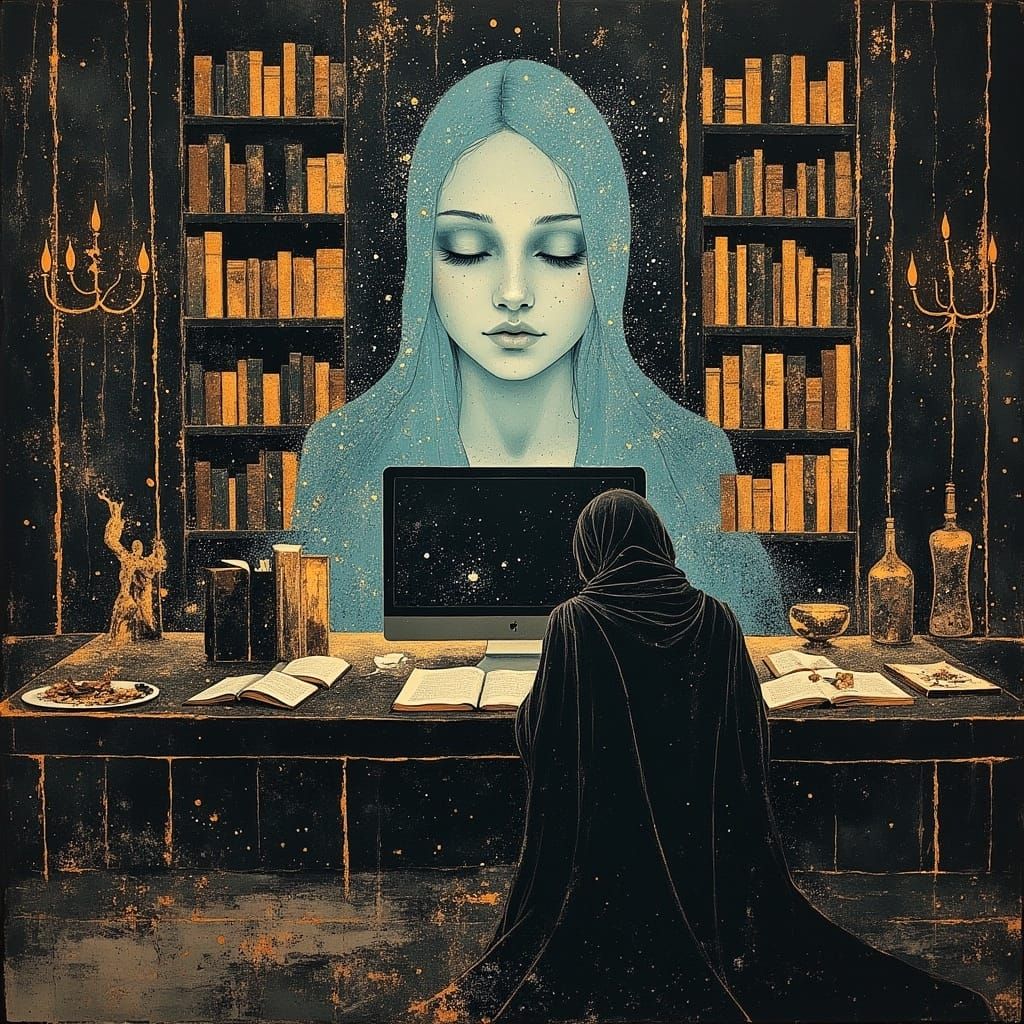 Magician Conjuring Energy in Modern Study