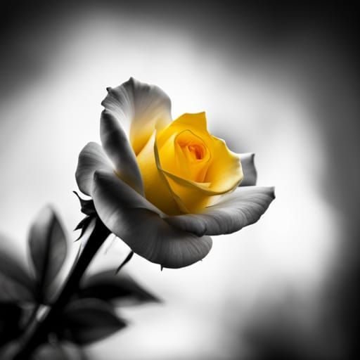 Yellow Rose in Black and White, 4K