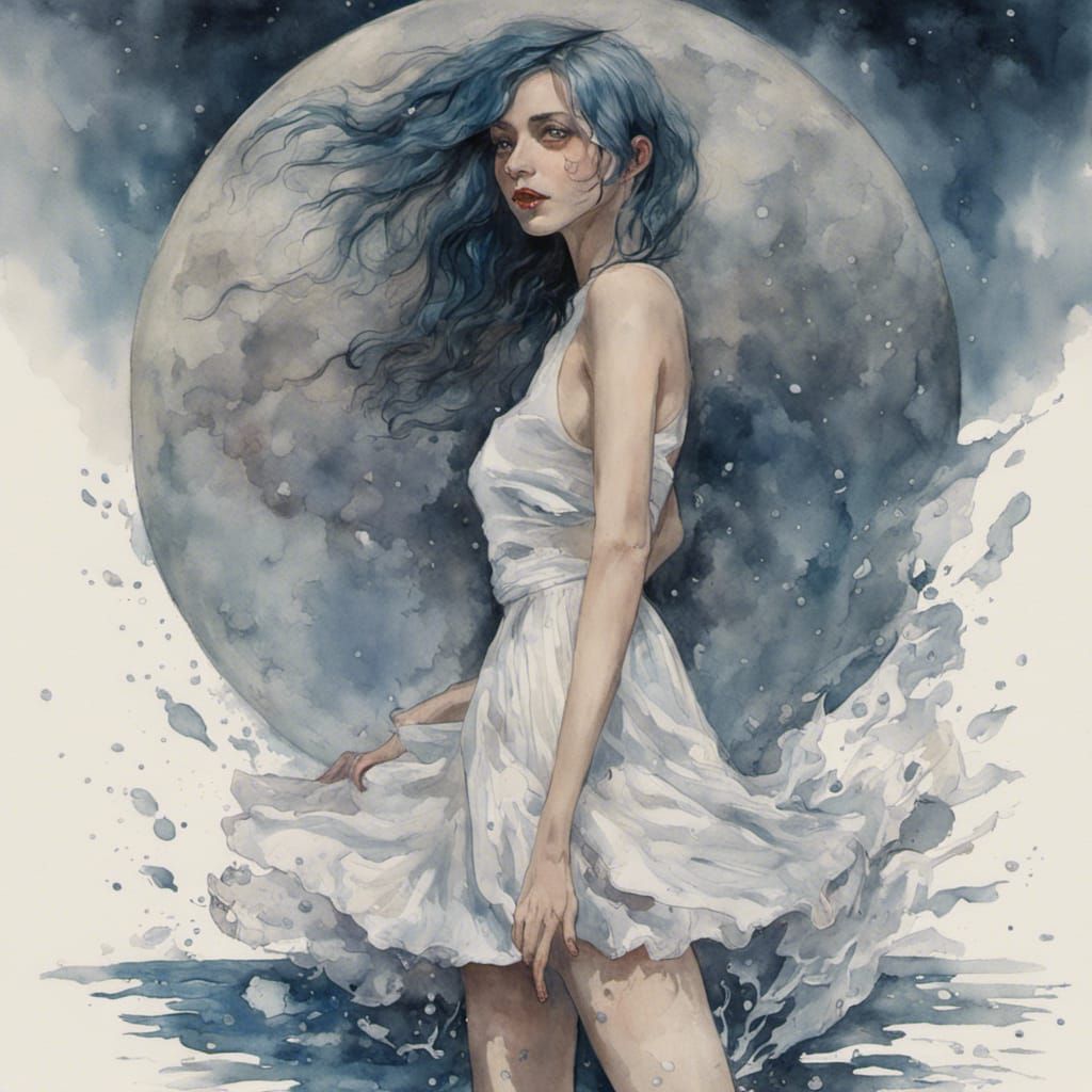 Woman and moon