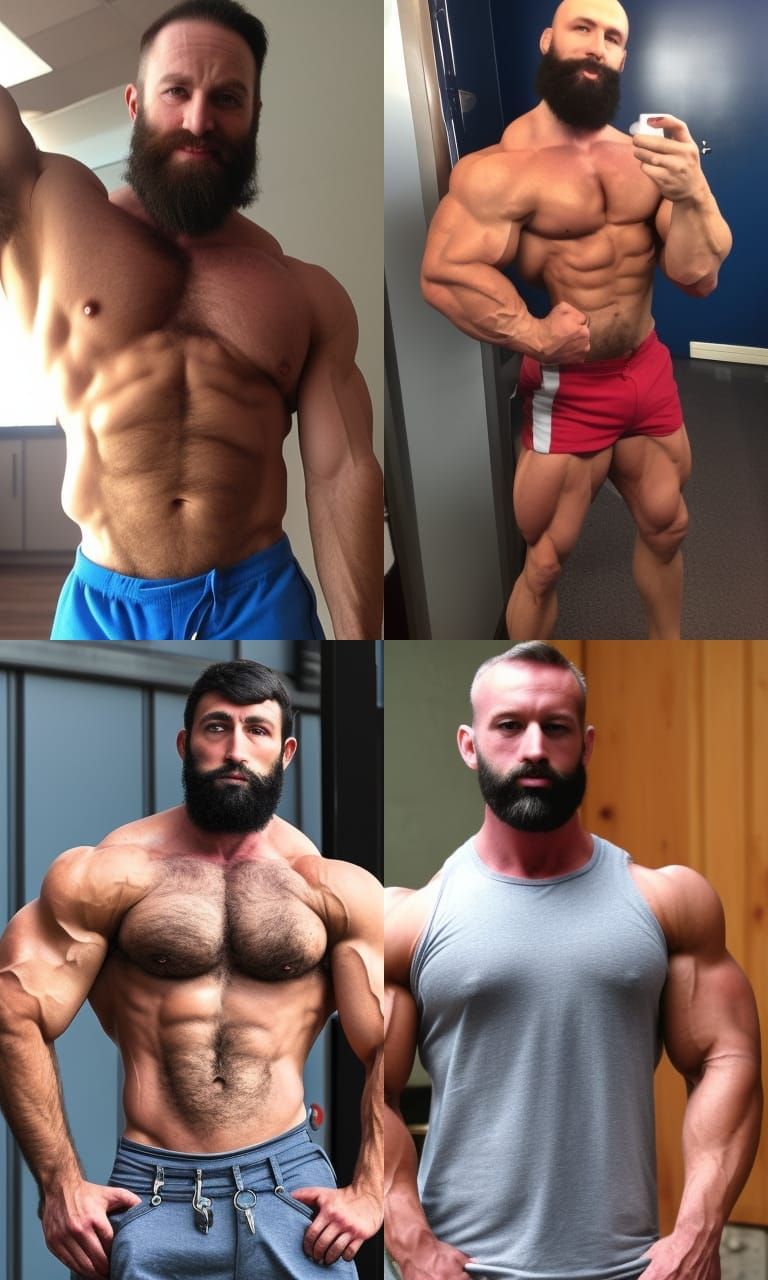 Strong Muscular Man Flexing Bicep and Pecs