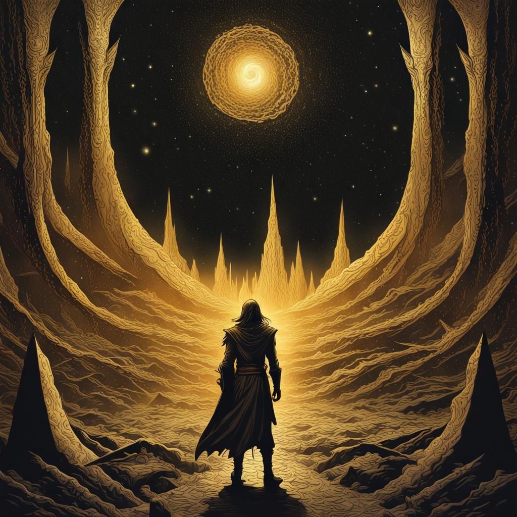 Dark Fantasy Book Cover with Starry Skies