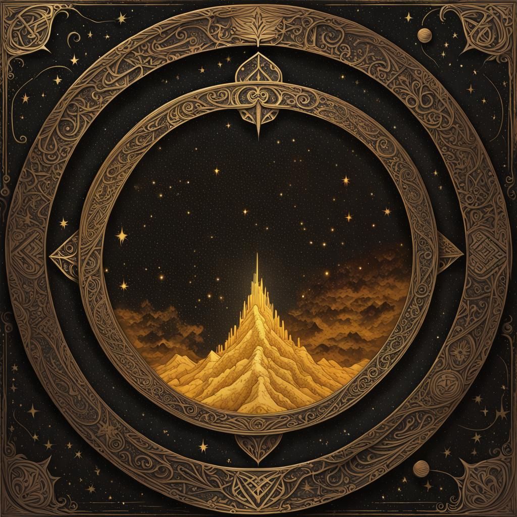 Fantasy Book Cover with Golden Runes