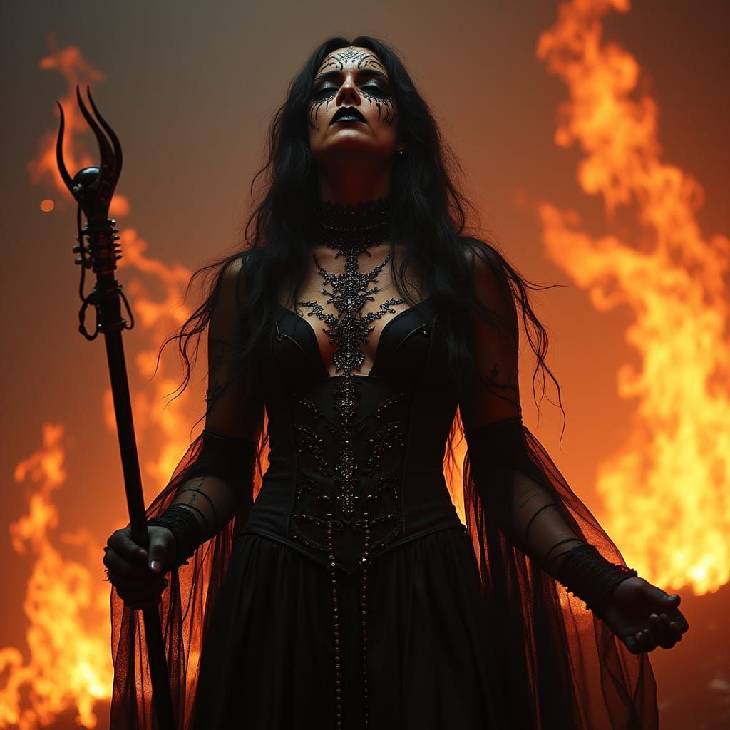 Dark, Gritty Black Metal Band Performs Live Amidst Fiery Inf...