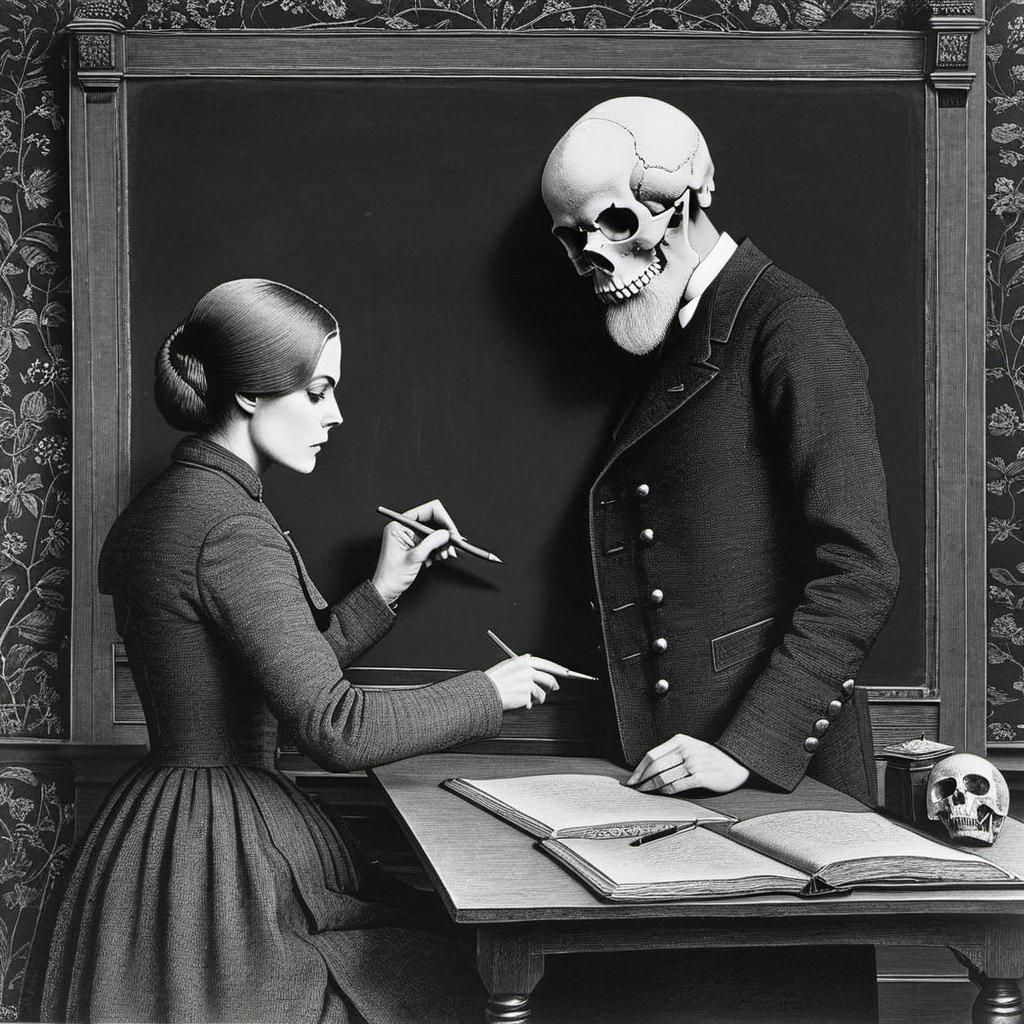 Miss Verlaine is drawing some irrelevant draft