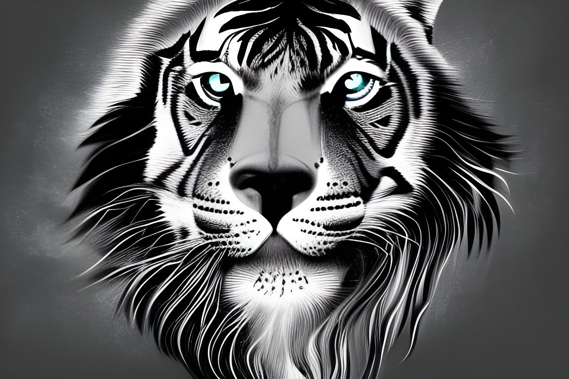 Mythical Horse Headed Black Tiger Fantasy Creature