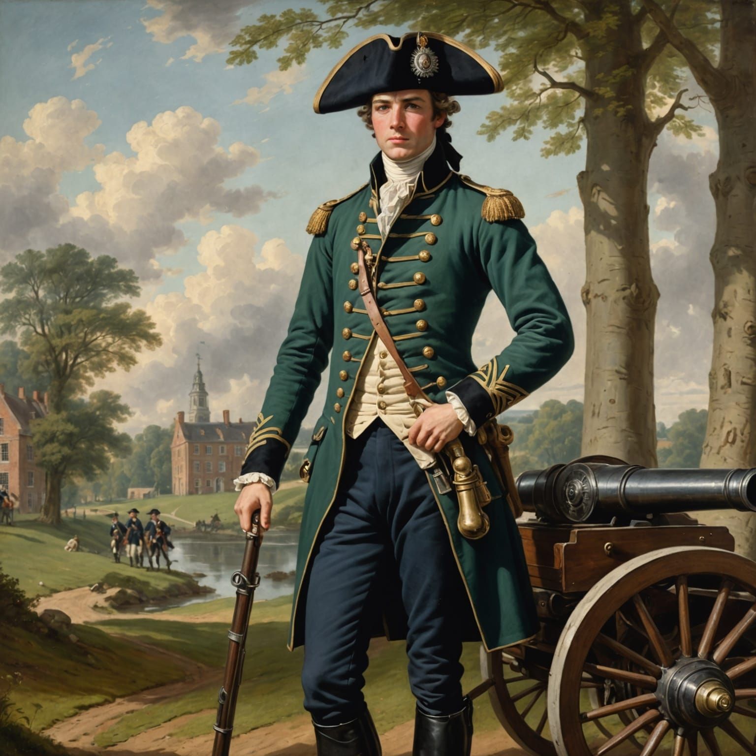 British Dragoon Colonel in 1776 Oil Painting
